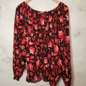 TERRA & SKY multicolor woven long sleeve blouse 3X